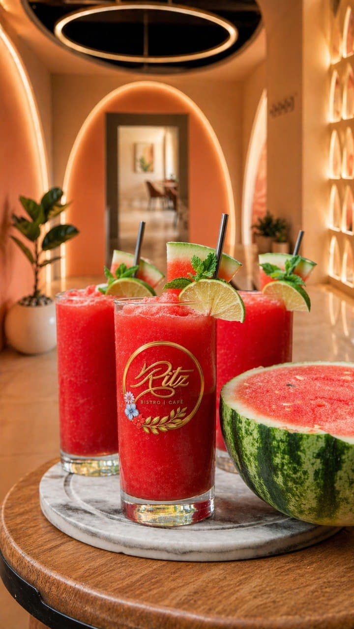Watermelon juice with mint and lime